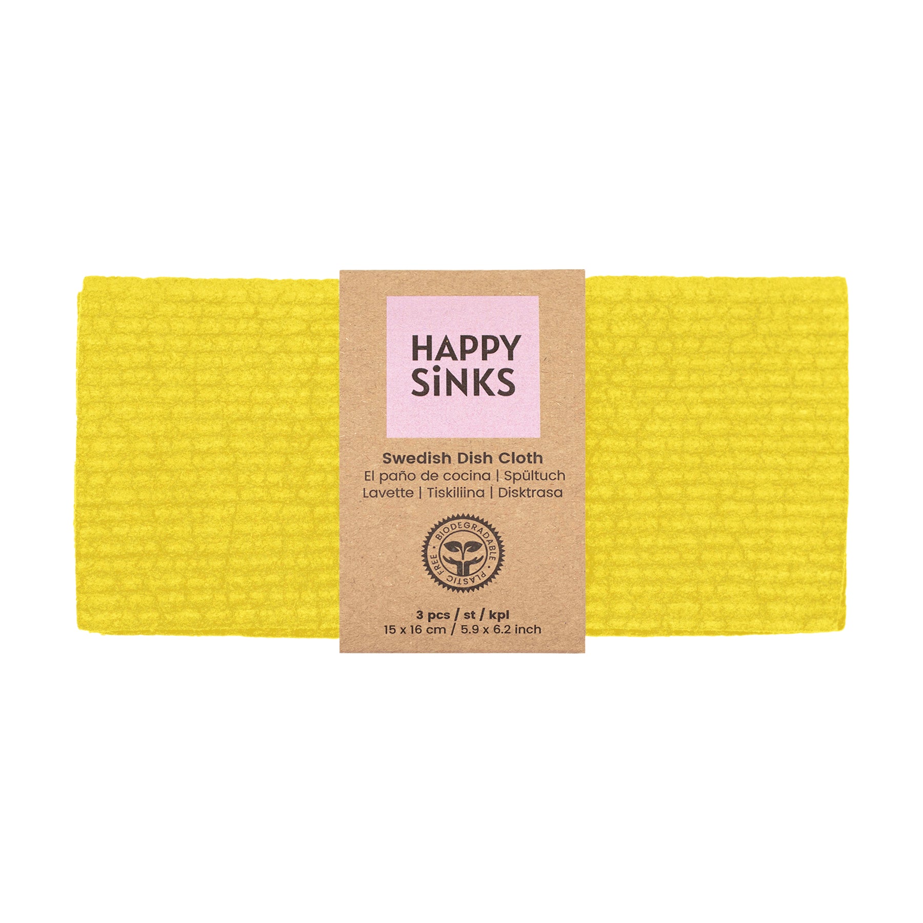 Happy Sinks Swedish Dishcloth Set - Citrus Yellow - 3pcs