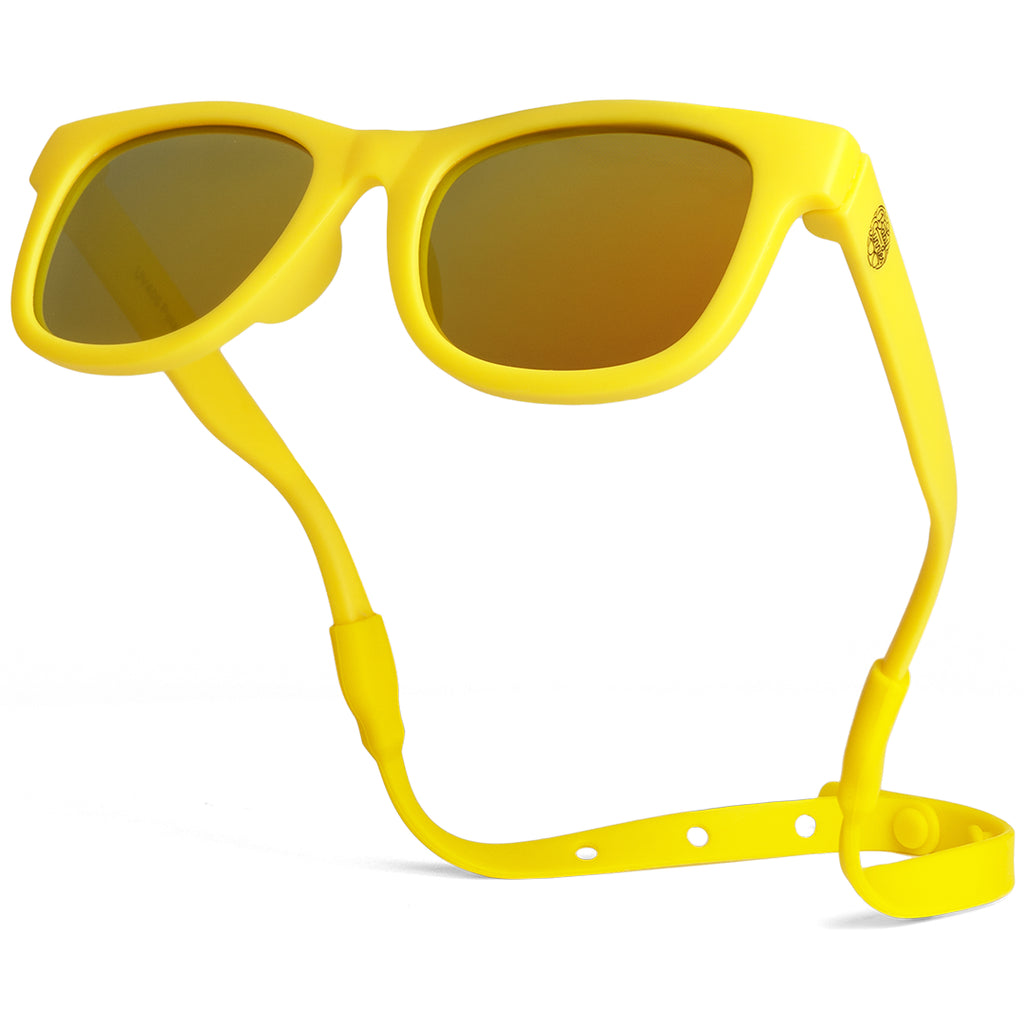 BABY SUNNIES Polarized Baby Sunglasses - Yellow, 0-24 Mo, Strap - Unbreakable Frame For Toddler Sunglasses - UV400 Protection & Infant Essentials - Stay-Put Strap & Baby Beach Essentials