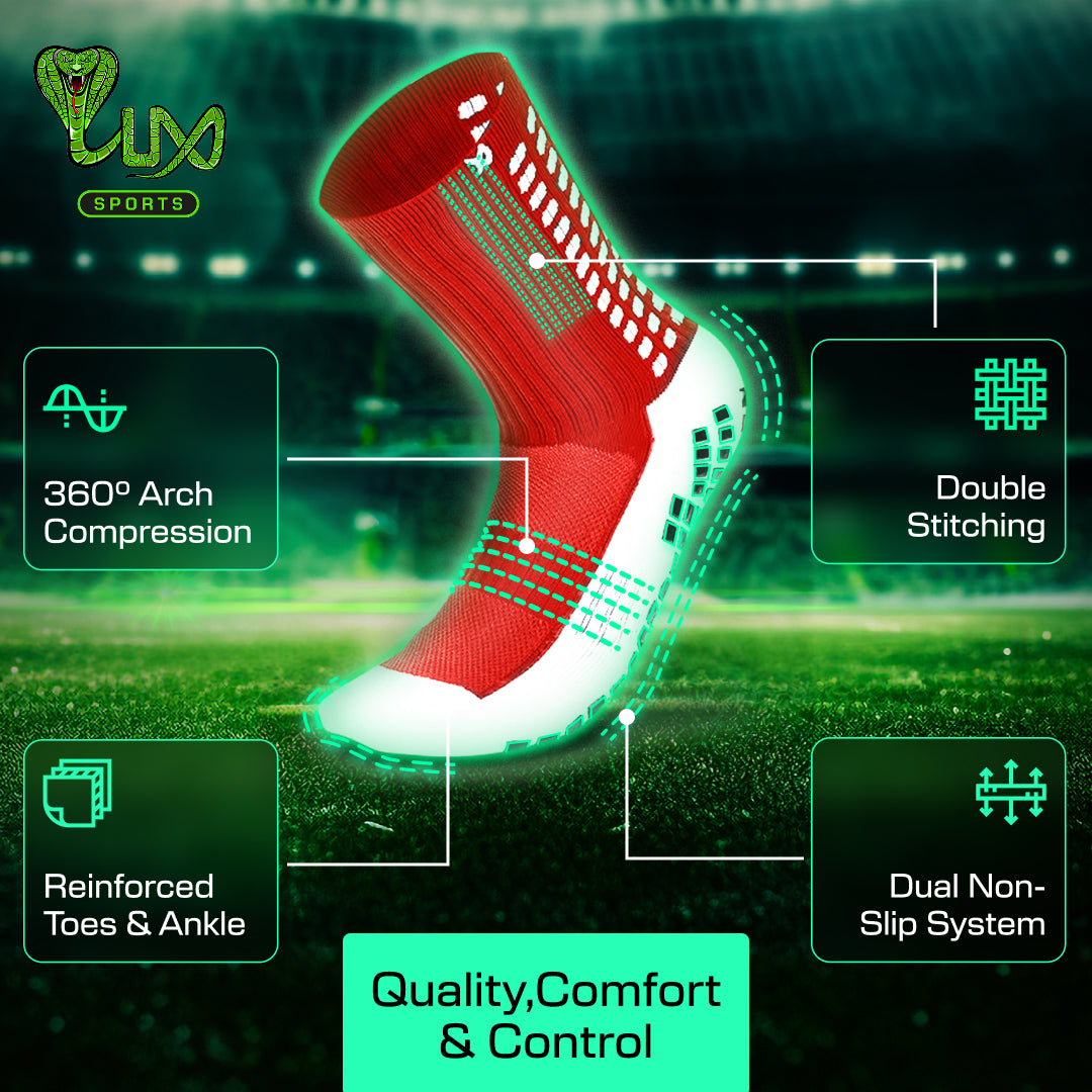 Lux Soccer Grip - Calf Sock - Red