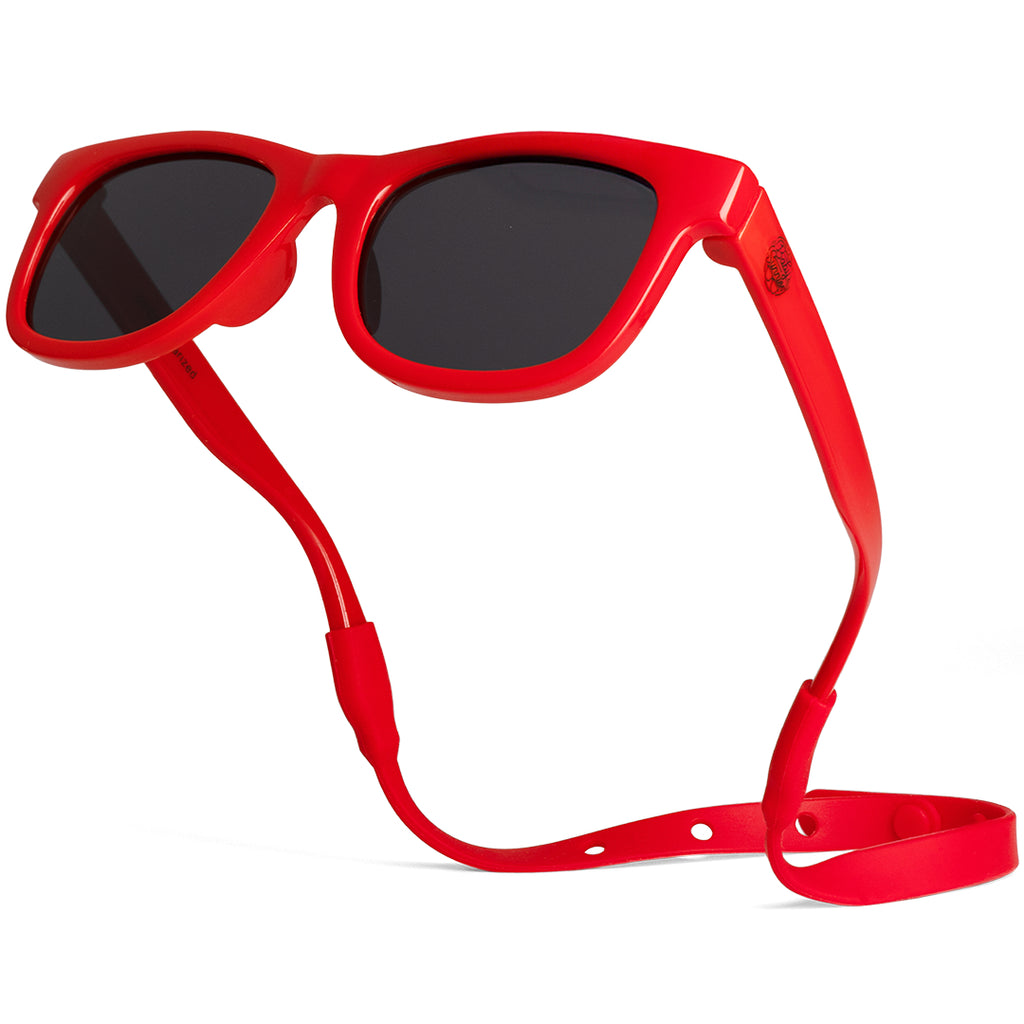 BABY SUNNIES Polarized Baby Sunglasses - Red, 0-24 Months, Strap - Shatter-Resistant Toddler Sunglasses - UV400 Protection for Baby Beach Essentials - Adjustable Strap for Infant Essentials