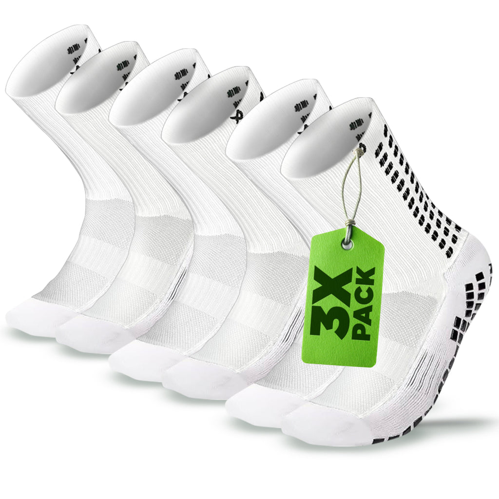 Lux Soccer Grip - Calf Sock - White - 3 pack