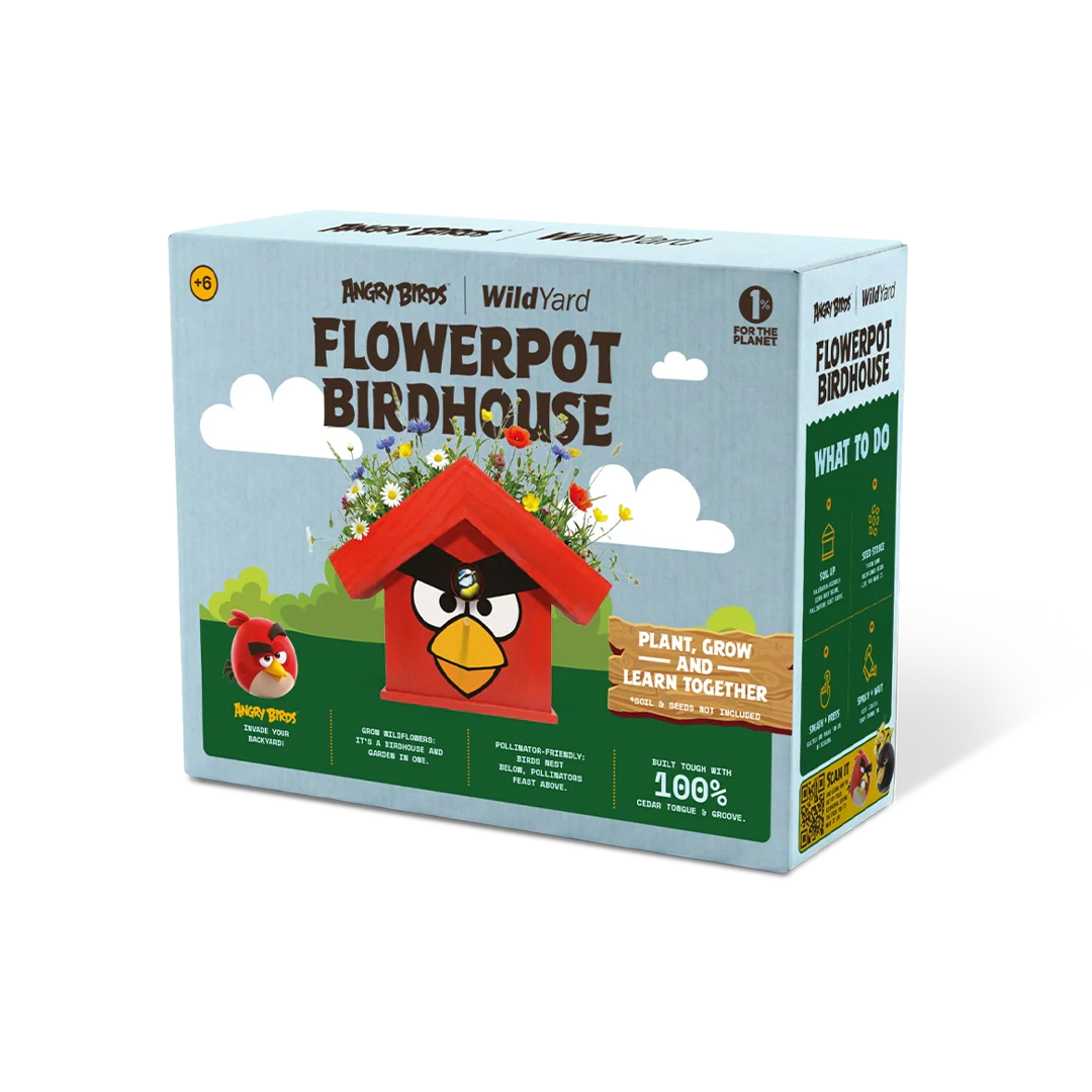 WildYard X Angry Birds™ Flowerpot Birdhouse retail packaging box