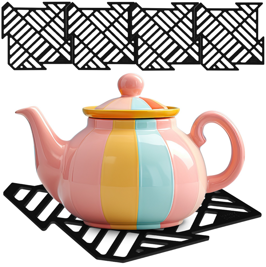 Happy Sinks Sink Mat Set - Black - 4pcs