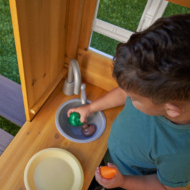 KidKraft Modern Outdoor Wooden Playhouse for Kids – 158 cm Tall – Includes Kids’ Kitchen, Mailbox, and Grill Set – Wooden Outdoor Playhouse for the Garden, White