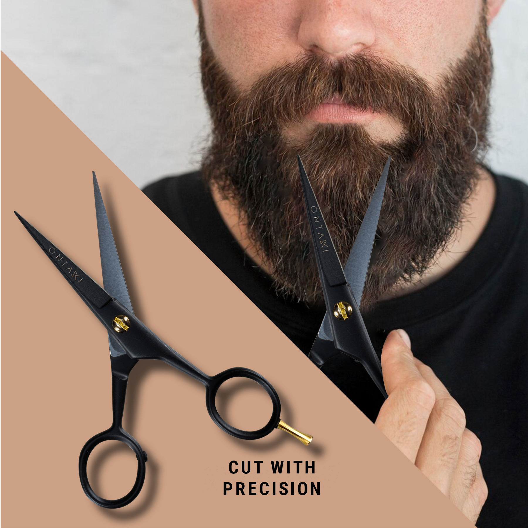 German Steel Beard & Mustache Scissors with Finger Rest (5")
