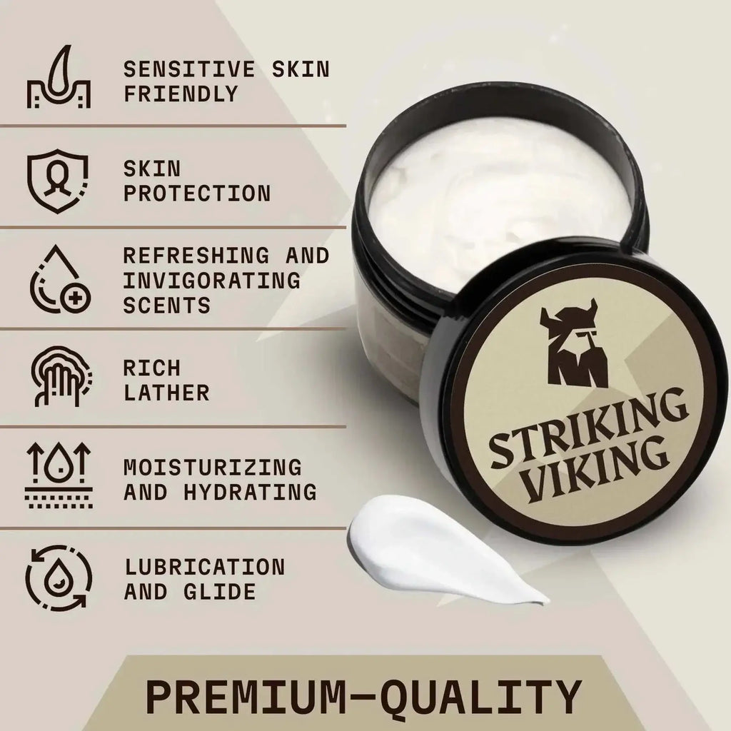Striking Viking Vanilla Men's Shaving Cream - Sensitive Skin Friendly, Rich Lather, Premium Quality.