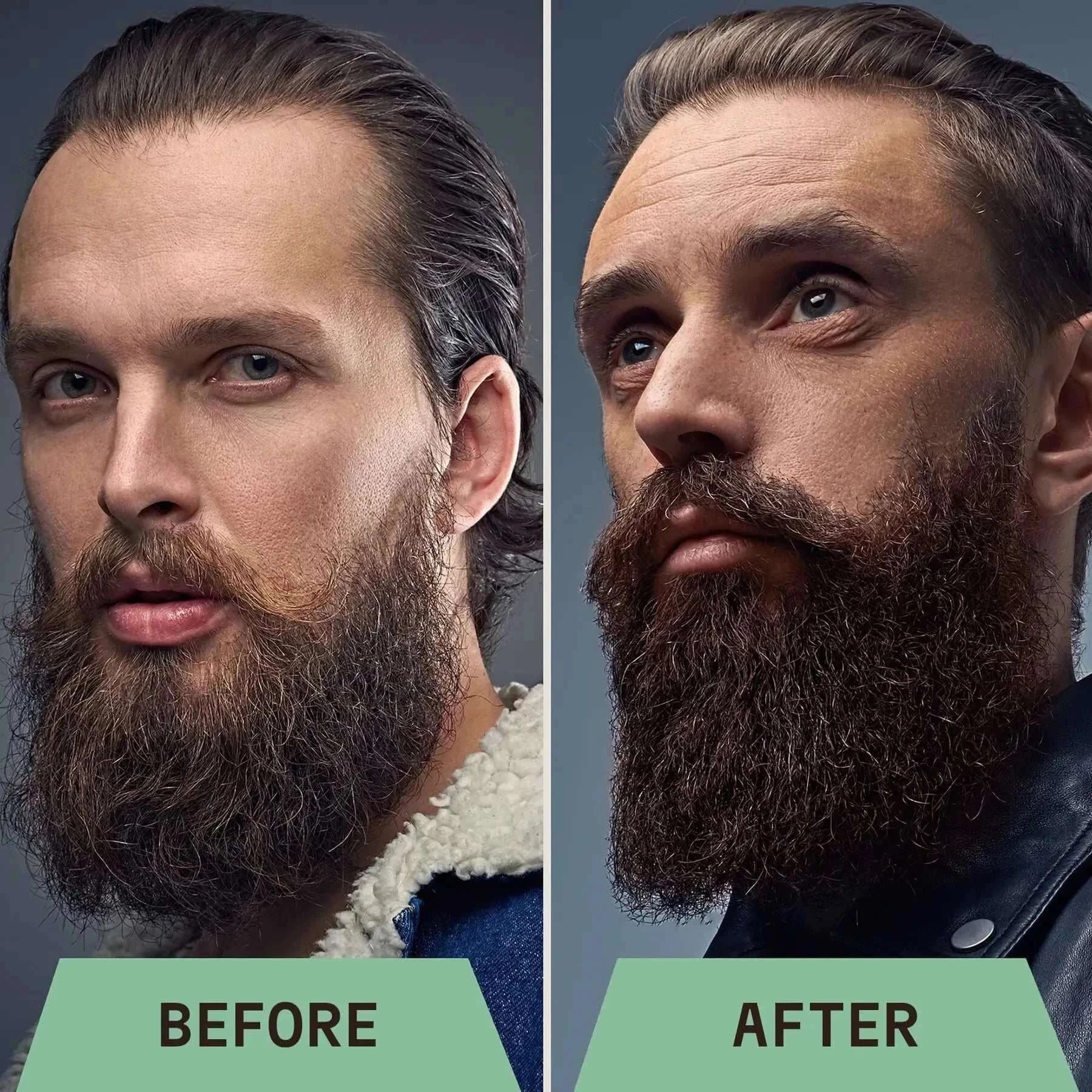 before and after using Striking Viking Beard Shampoo (Tea Tree & Biotin)