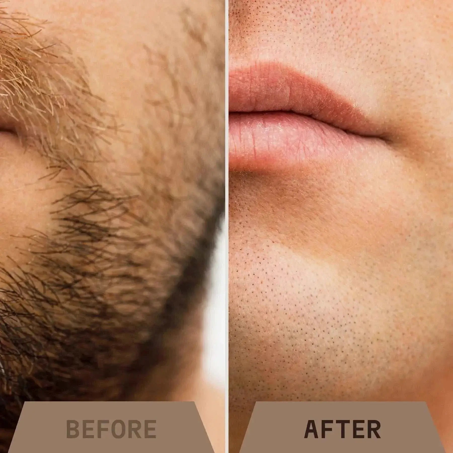 Before and after use of Striking Viking Pre Shave Oil for Men, showcasing smoother skin and well-conditioned beard.