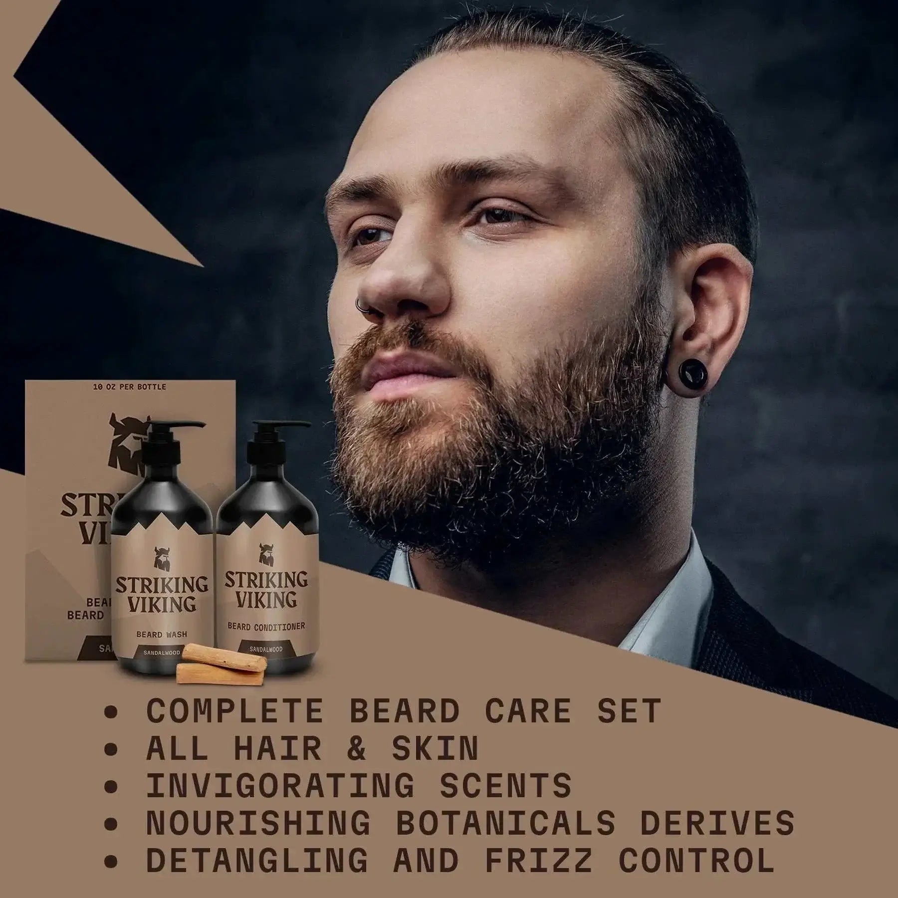 Beard set Striking Viking Beard Shampoo & Conditioner Set (Sandalwood)