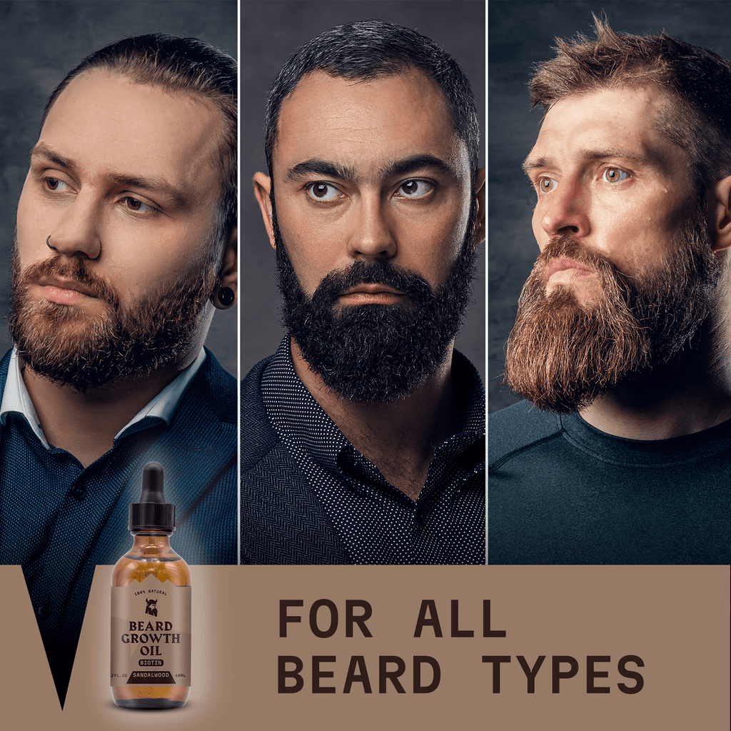 Beard Growth Oil Biotin for all beard types; promotes fuller, thicker beards; nourishes and conditions.