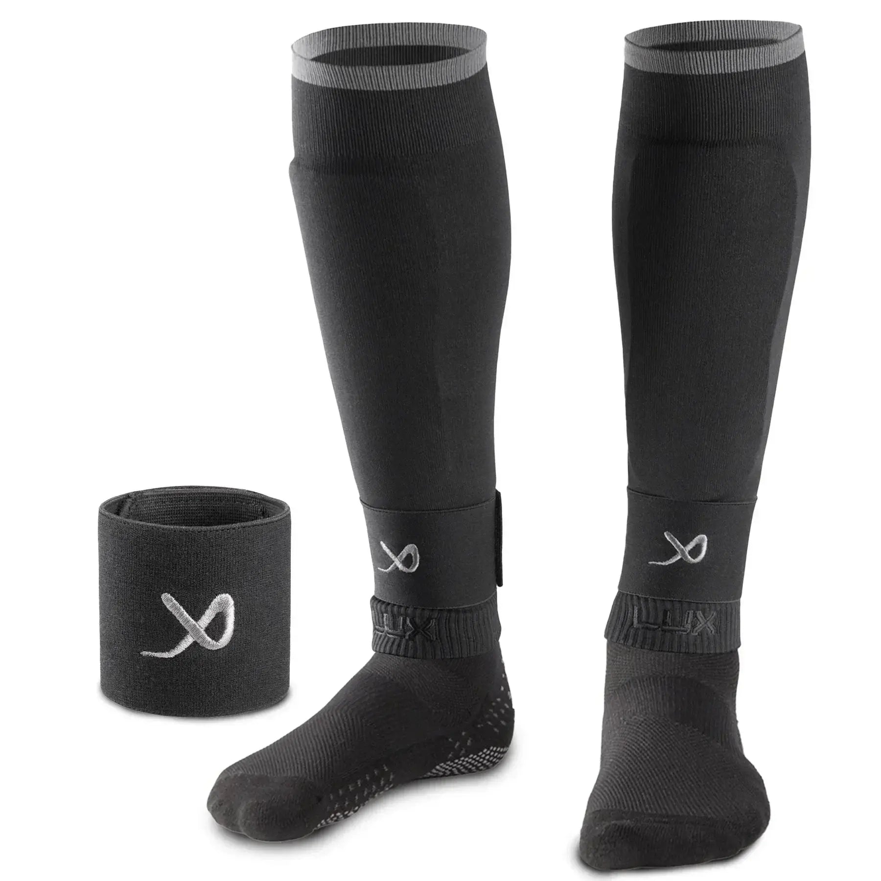 Football Sleeves - Black - LUX - Black / Medium