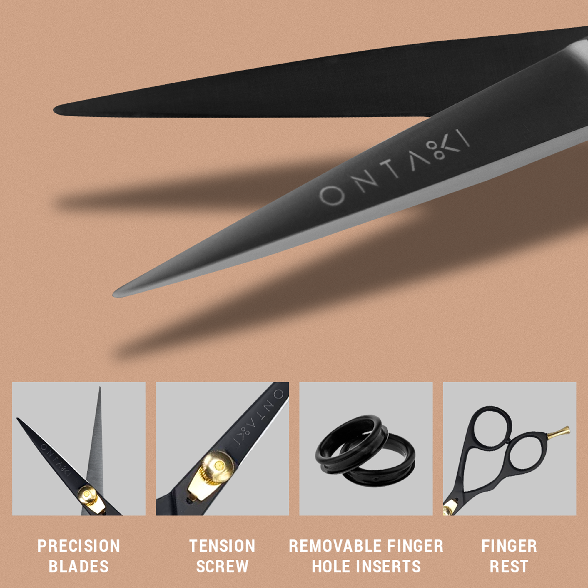 Foarfecă pentru barbă și mustață din oțel japonez (5.5") - Design ergonomic, Negru, pentru stângaci