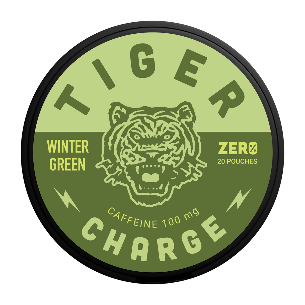 Tiger Charge Wintergreen caffeine pouches tin