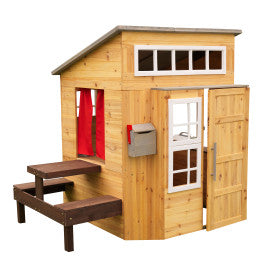 KidKraft Modern Outdoor Wooden Playhouse for Kids – 158 cm Tall – Includes Kids’ Kitchen, Mailbox, and Grill Set – Wooden Outdoor Playhouse for the Garden, White